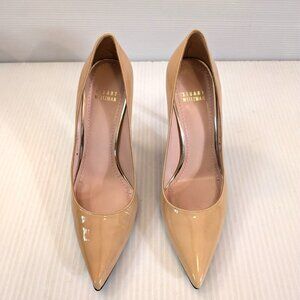 Stuart Weitzman Nude Beige Brown Taupe Patent Leather Stiletto Pumps